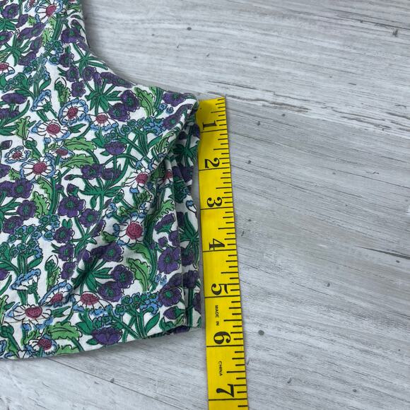 Vintage Essex Junction Green Floral Flowers High Rise Cotton Cottage Shorts 10 - Picture 8 of 8